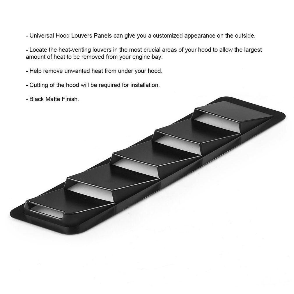 2PCS Hood Intake Panels Hood Vent Louver Air Cooling Panel Trim Set Black ABS Hood Intake Panel Plastic Cooling Vent