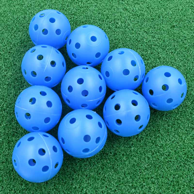 10Pcs 41mm Golf Training Balls Plastic Airflow Hollow with Hole Golf Balls Outdoor Golf Practice Balls Golf Accessories: Blue