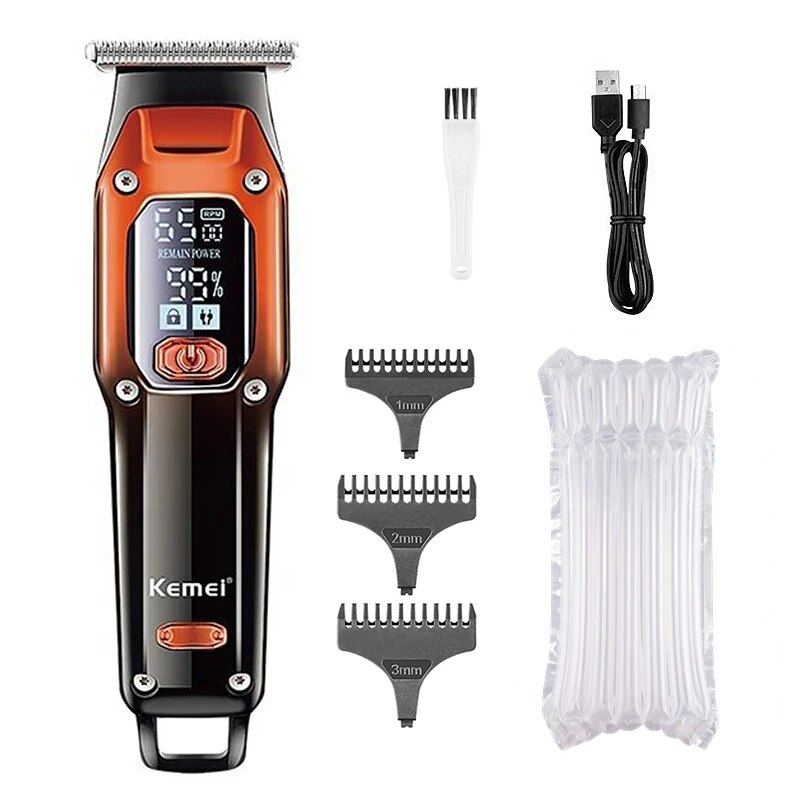 Kemei Hair Trimmer Hair Clipper Barber Trimmer Electric Shaver Hair Cutting Machine Rechargeable Trimmer Men KM-658: GRAY