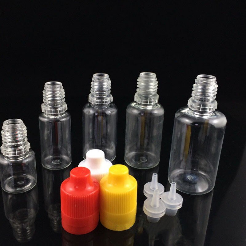 100 Uds botella cuentagotas de plástico de 20ml e líquido botellas de aceite botellas de gota de ojo con a prueba de niños tapones de manipulación de plástico de 20ml botellas con gotero