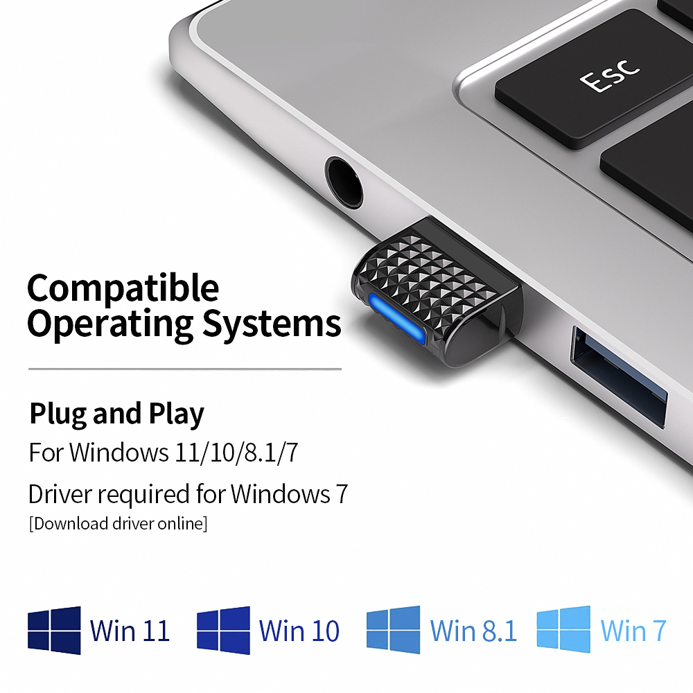 USB Bluetooth 5.4 Adapter Bluetooth Receiver & Transmitter USB 5.4 Dongle for Bluetooth Keyboard/Mouse/Headphone/Speaker/Printer