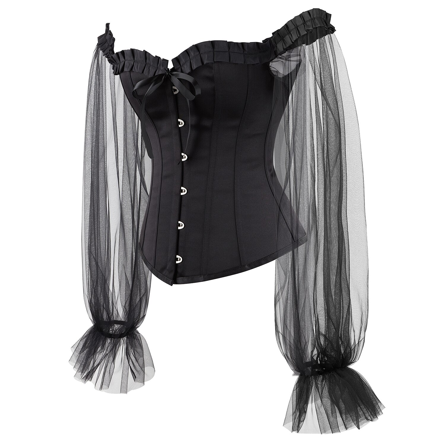 Corpiño gótico y corsé para adelgazar la cintura, corsé para mujer, Top, Blusa de manga larga, correa de modelado con hombros descubiertos