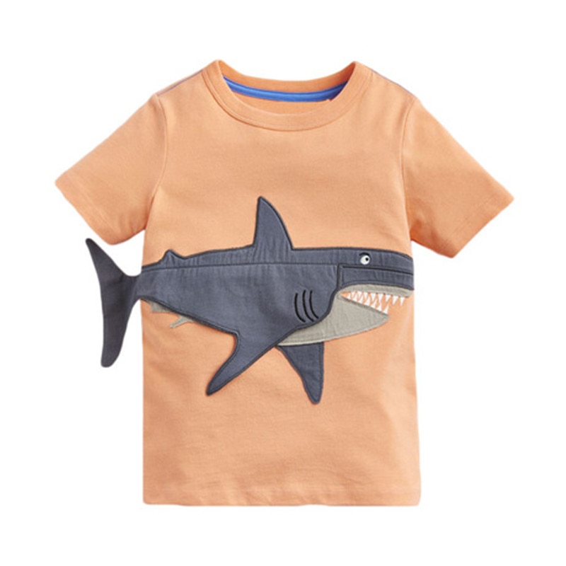 Little Maven Summer Baby Kids Boy Short Sleeve O-neck t Shirt Cartoon Big Shark fish Tee Tops for 1-7 years Boys