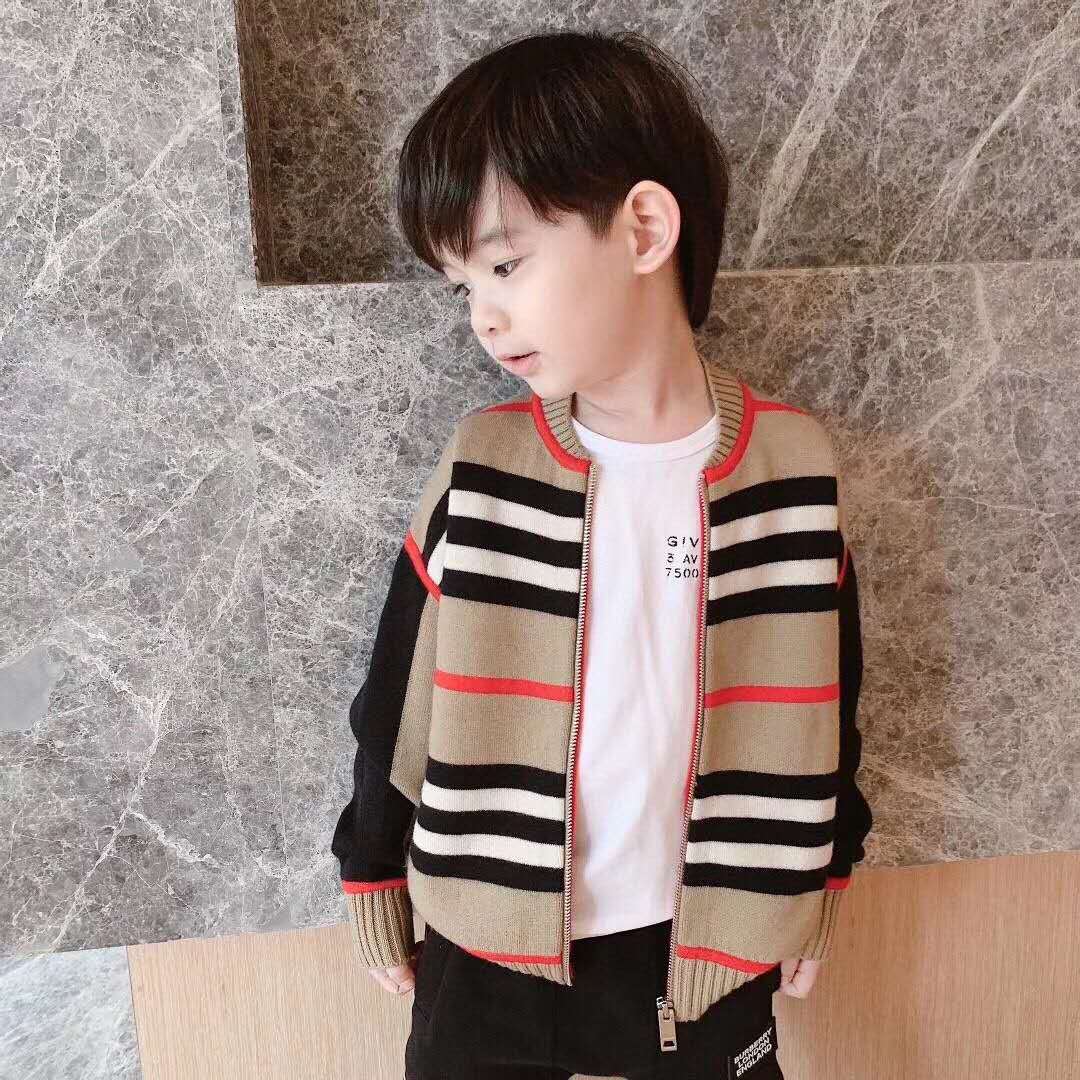 Autumn2020 boys and girls children's striped T-shirt children's coat 3-10 years old children's clothing kids jacket