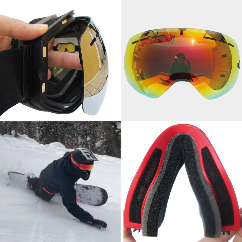 Skibriller med magnetisk dobbeltlags linse ski anti-dug  uv400 snowboard briller til mænd kvinder skibriller briller