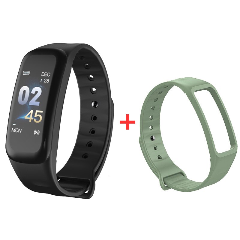 Smart band Blood pressure measure Color OLED Screen C1 plus Fitness tracker Heart rate monitor Waterproof Smartband Watch Sport: Add a green strap