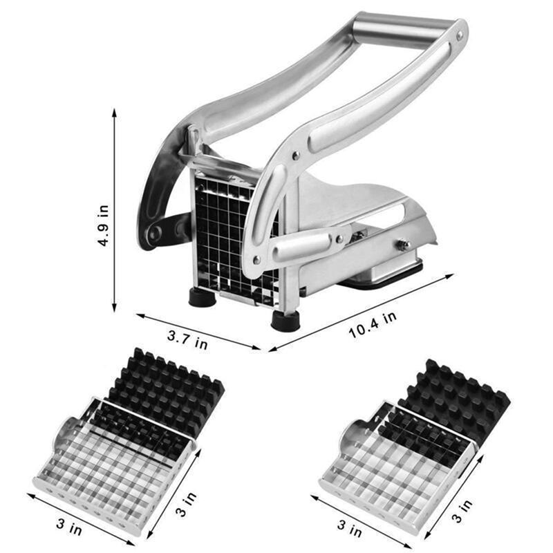 Stainless Steel French Fry Cutter with 2 Blades Potato Slicer Cutter ...