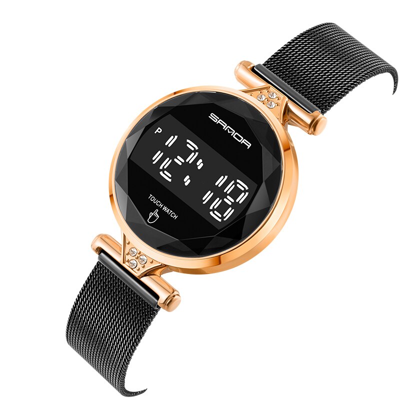 Montre numérique pour hommes écran tactile LED montre électronique de luxe or étanche montre noire montres en acier inoxydable