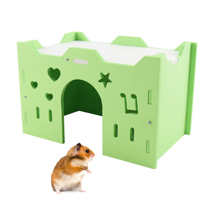 Hout Hamster Huis Ster Hart Hamster Kooi Hideout Kleine Dier Huis Kooi Voor Hamster Cavia Rat