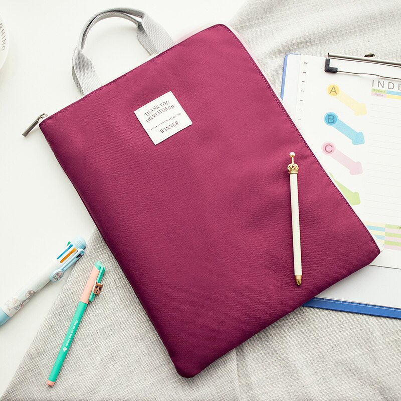 Organizador de documentos A4, maletín de nailon impermeable para hombre y mujer, bolso de oficina funcional, porta documentos, Maletín de negocios: Redwine