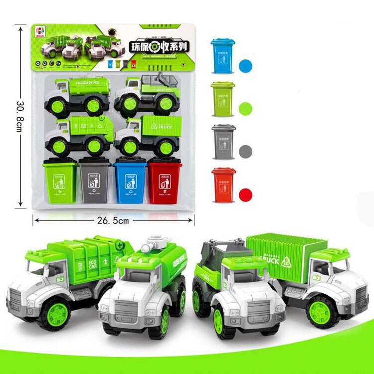 Car set Children&#39;s inertial engineering team baby excavator toy city sanitation toy car: BJ662 