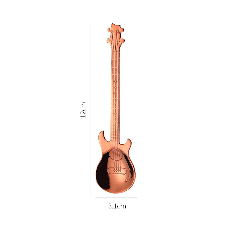 Edelstahl Kreative Kaffee Nachtisch Tee Löffel Musik Thema Gitarre bilden Eis Bar Musik Bar Löffel Küche Zubehör: Rose Gold