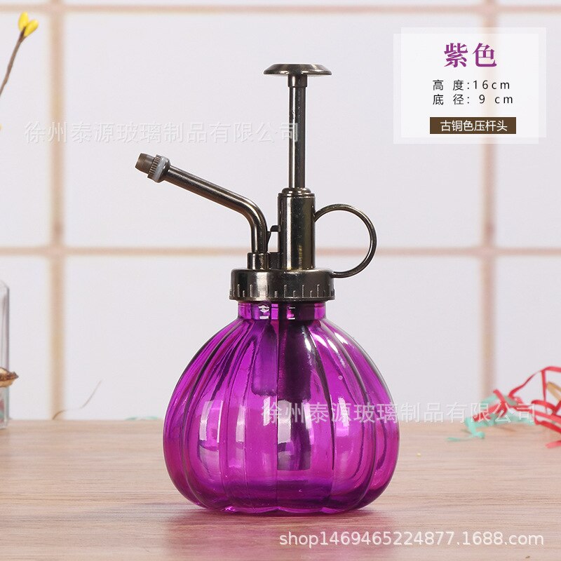 Regadera Retro para plantas, botella de vidrio, rociador de agua para riego de flores, suministros de riego de jardinería, 200ML: purple round