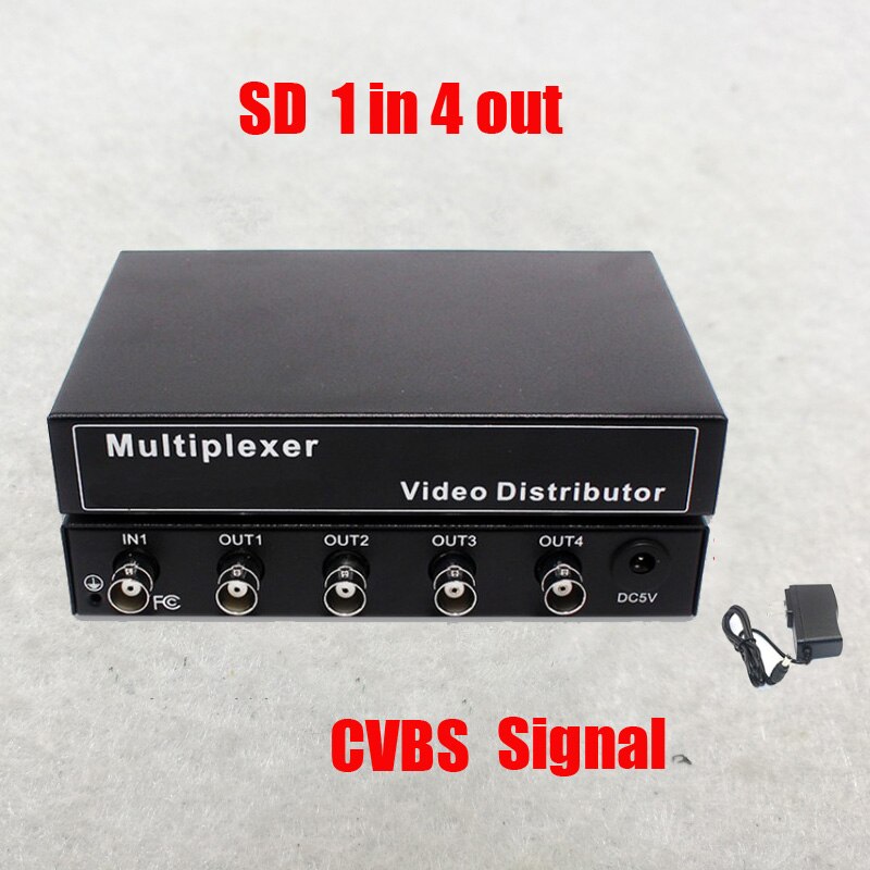 1 In 4 Uit Composiet BNC Connector Video Distributeur Versterker 1-4CH Splitter Voor Cctv Camera