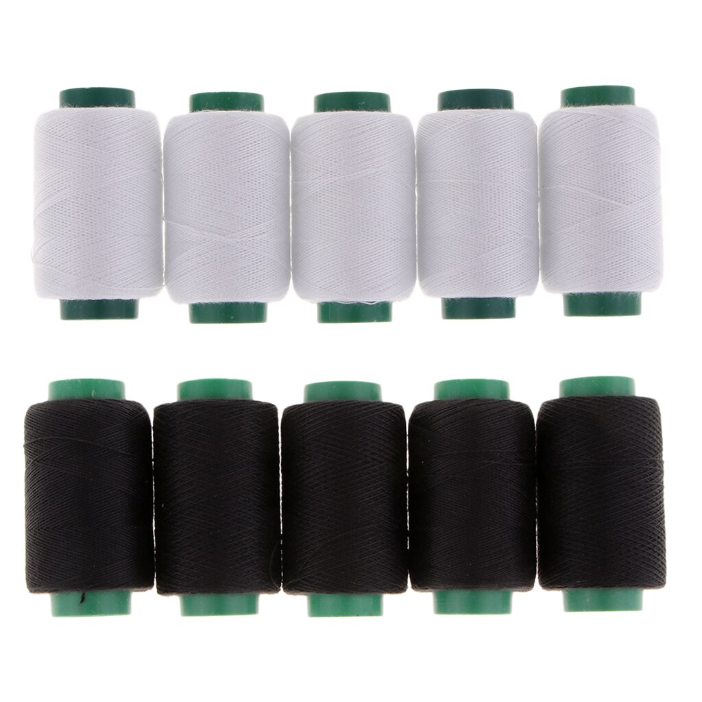 Carretes de costura a mano, hilo de punto de cruz, blanco y negro, 10 unidades