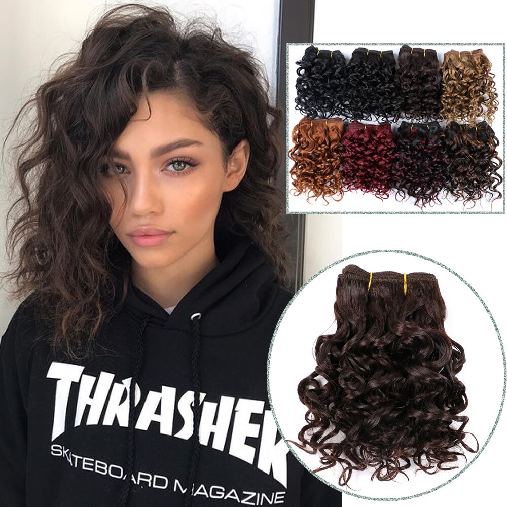 3Pcs/Lot Hair Weaving Afro Kinky Curly Hair Extensions For Women Synthetic High Temperature Fibre Ombre Crochet Hair Color