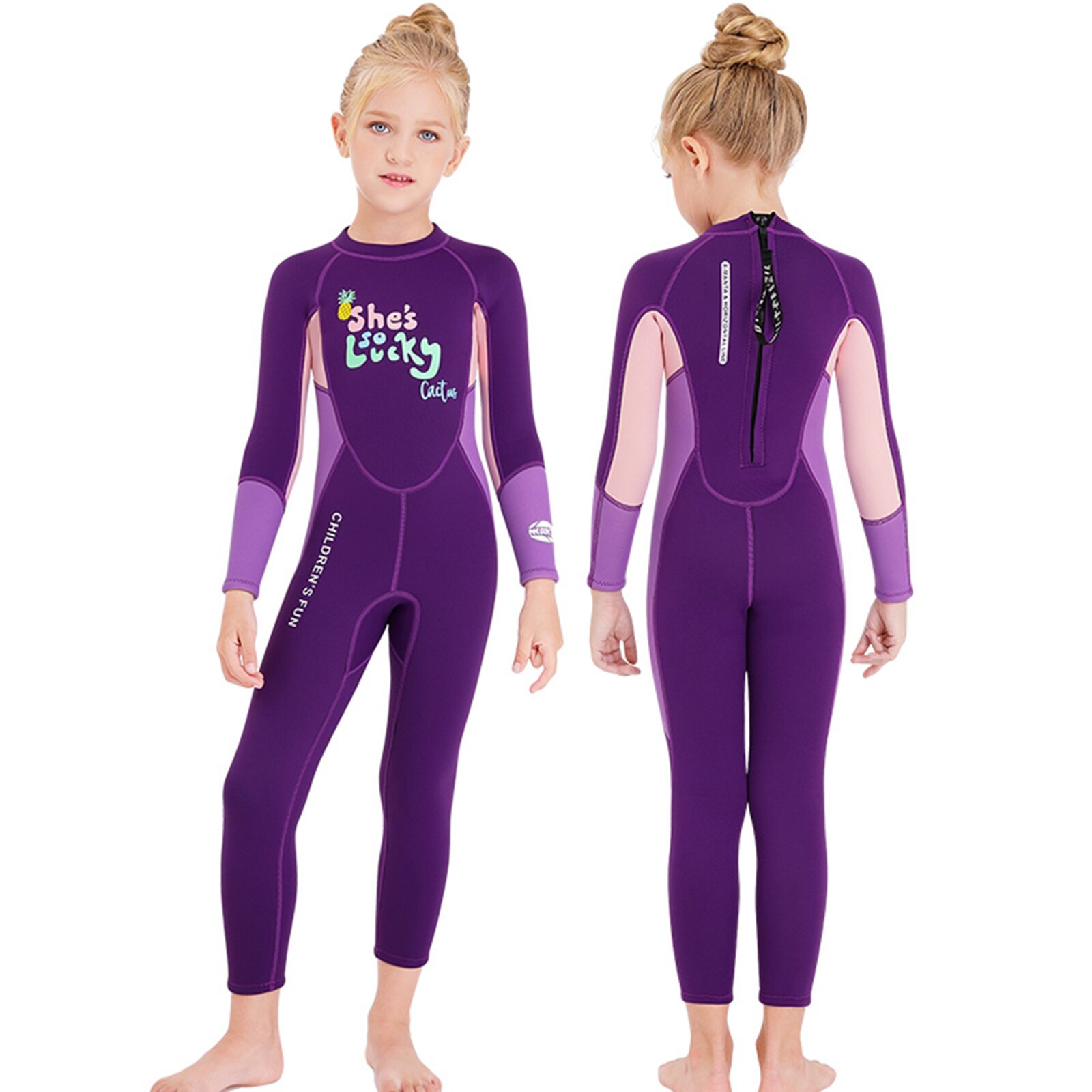 Bañador de neopreno de una pieza para niños y niñas traje de baño de manga larga de cuerpo completo para surfear, traje de baño de playa, traje de neopreno de 2,5mm