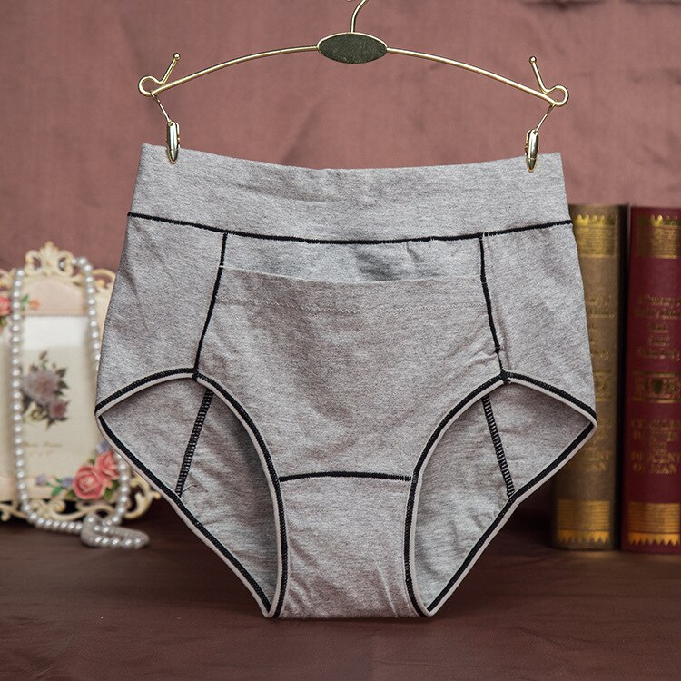 Detail blød kvindelig menstruationsfysiologisk underbukse dame høj talje bomulds skridtbukser lækker bevis sanitær undertøj kort: Grå