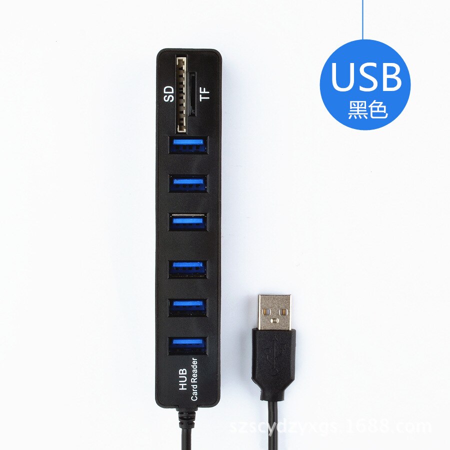 USB Hub 8 Port Expander Adapter Multi USB Splitter Portable HUB High Speed 8 in1 2.0 Hab TF SD Card Reader All In One For PC