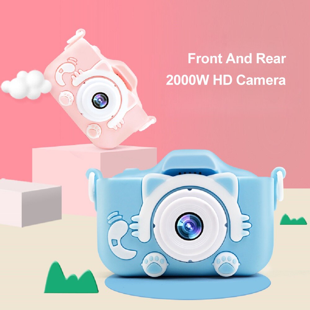 Hd 1080p børn digitalkamera 20mp børnekamera med usb-oplader indbygget spilkamera m / stødsikker silikone beskyttelsesdæksel