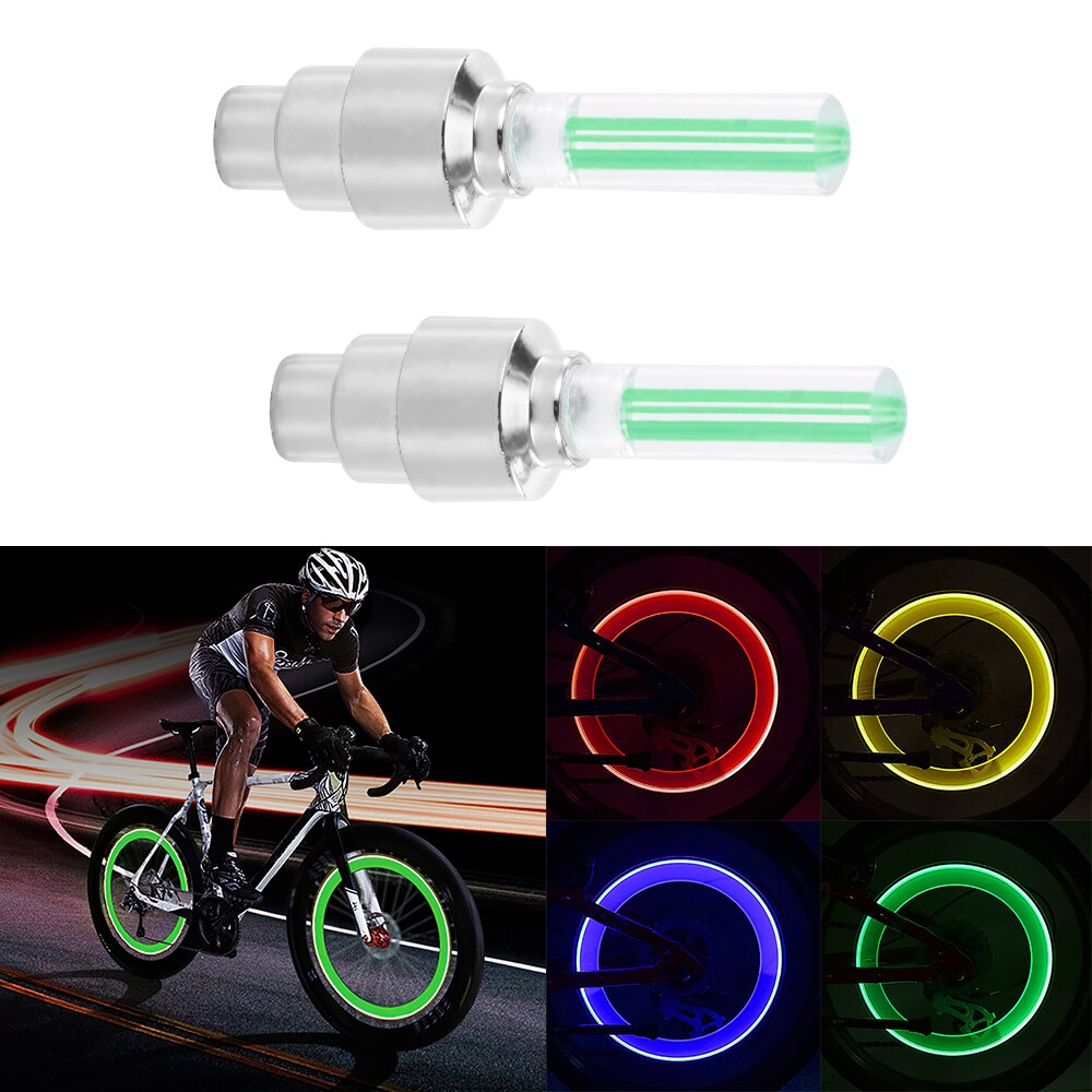 2 stk farverige flash led lys cykel cykel hjul hjul dæk stilk cap sikkerhedsventil lys nat ridning udstyr cykeltilbehør