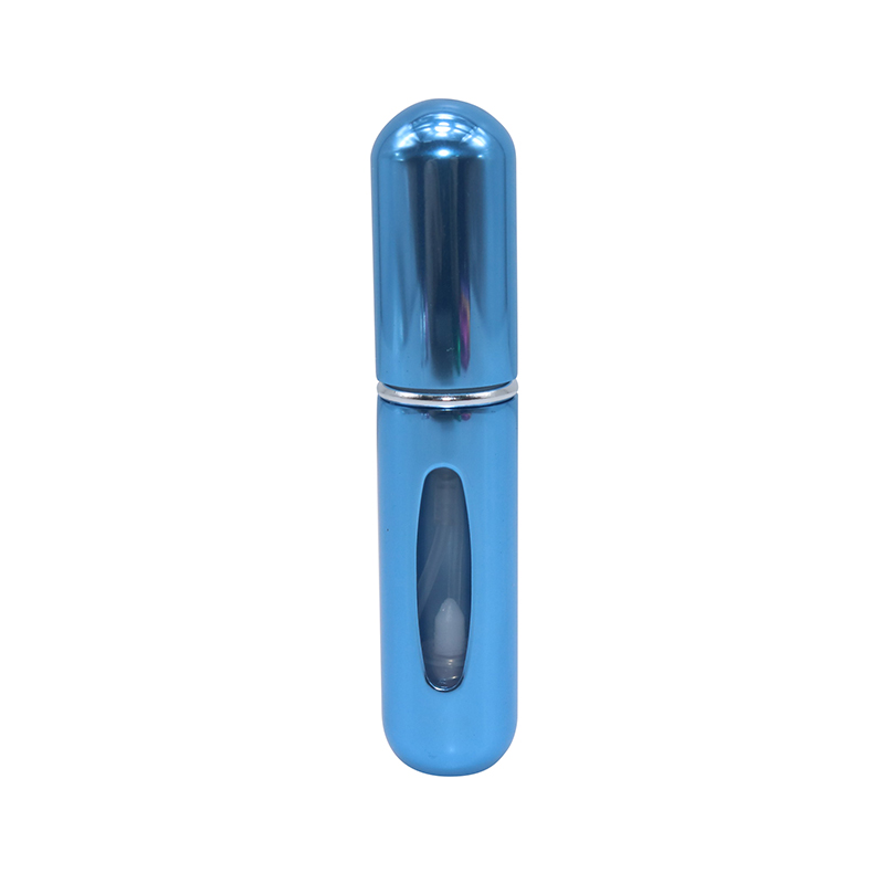 Refillable Mini Perfume Spray Bottle Aluminum Spray Nebulizer Portable Travel Cosmetic Container 5ml Perfume Bottle: Bright blue