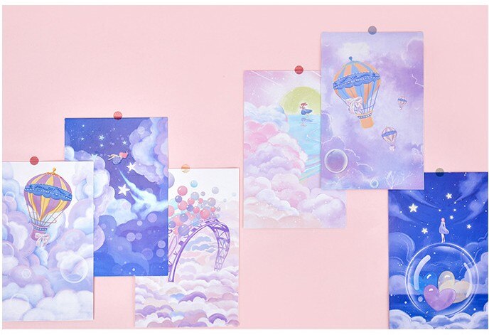 Lot de cartes postales de vœux, 30 feuilles/lot, cartes de vœux, d'anniversaire, conte de fées, carrousel