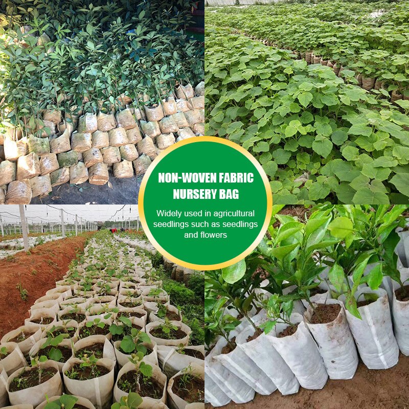 100 unids/lote bolsas para vivero no tejidas biodegradables bolsas de cultivo de plantas macetas de tela bolsas de aireación ecológico