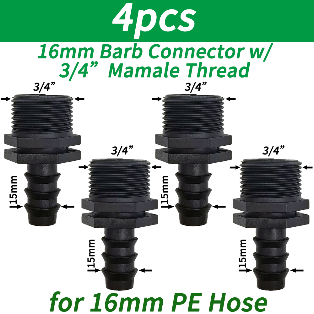 1/2 "1/4" Außengewinde anschluss an Widerhaken 16mm 20mm 25mm Pe Schlauch adapter T-Stück Winkel bogen Garten bewässerung Tropf bewässerungs system