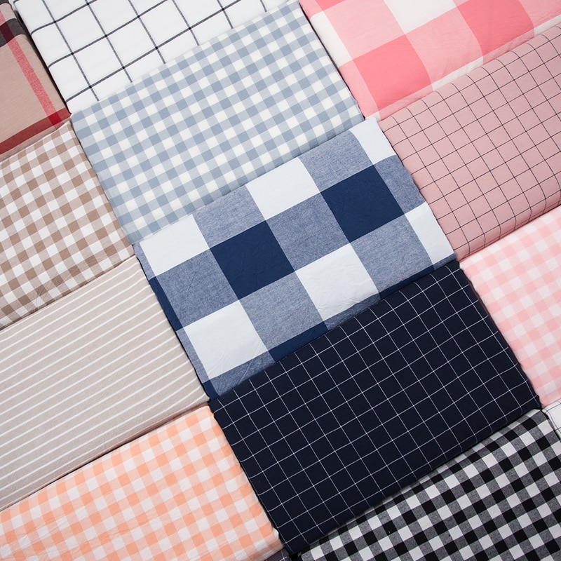 Waschen Reiner Baumwolle 100% Stoff für Bettwäsche Decke Abgedeckt Kleidung Shirt Netz gestreift Plaid Tuch Brokat NäHenne Diy 50x250cm