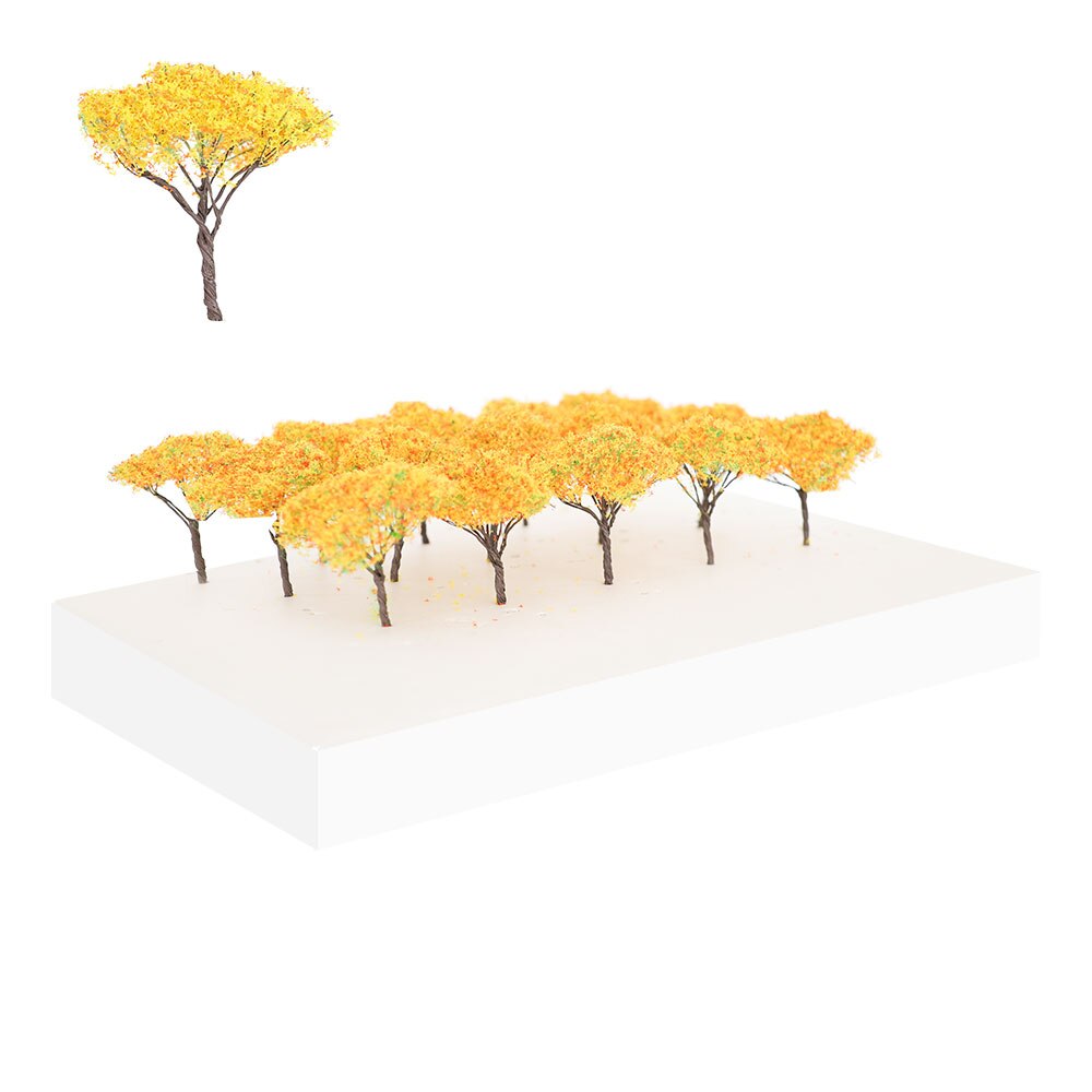 Ho Scale Model Color Flower Miniature Tree for Architectural Building Train Railway Layout 6PCS