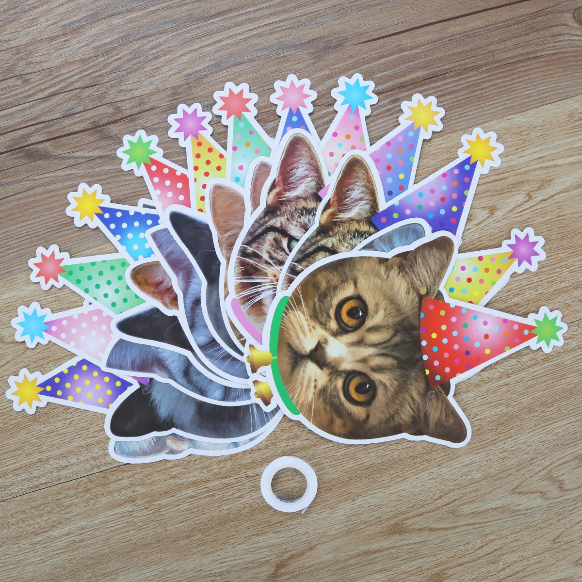 Cute Cat Cupcake Topper Picks Cartoon Cat Head Banner for Kids Birthday Shower Cat Kitten Theme Party Decorations Supplies