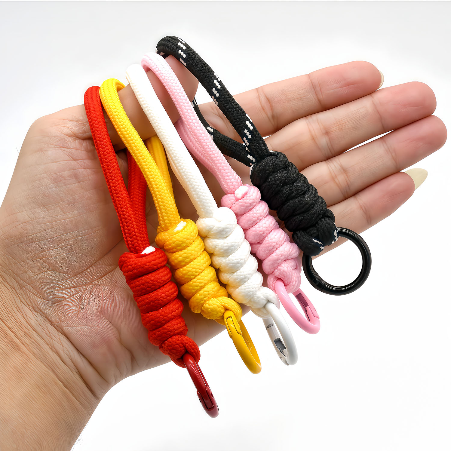 LLavero de cordón trenzado para funda de teléfono para mujer, correa de cuerda con nudo antipérdida, llaveros de coche, accesorios DIY, llavero de