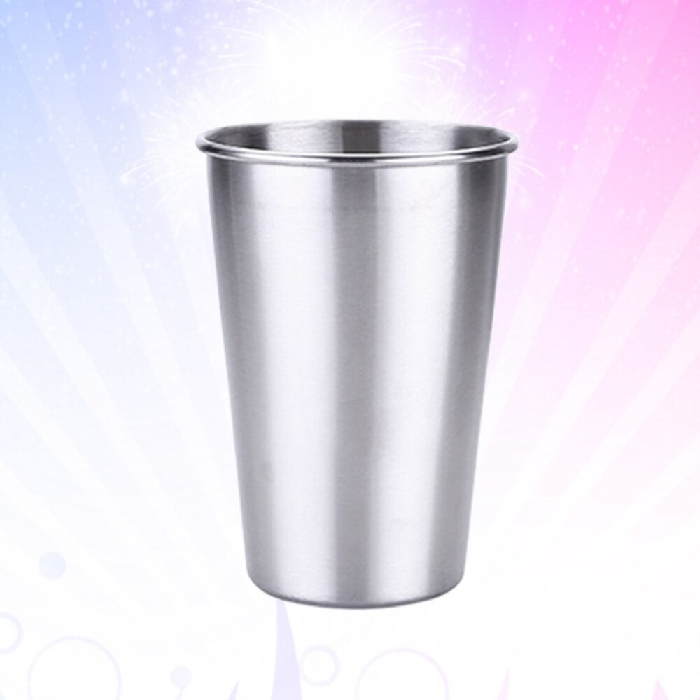 Stainless Steel Beer Cup Premium Durable Drinking Tumbler Coffee Tea Cup (Nordic Silver, Lid)