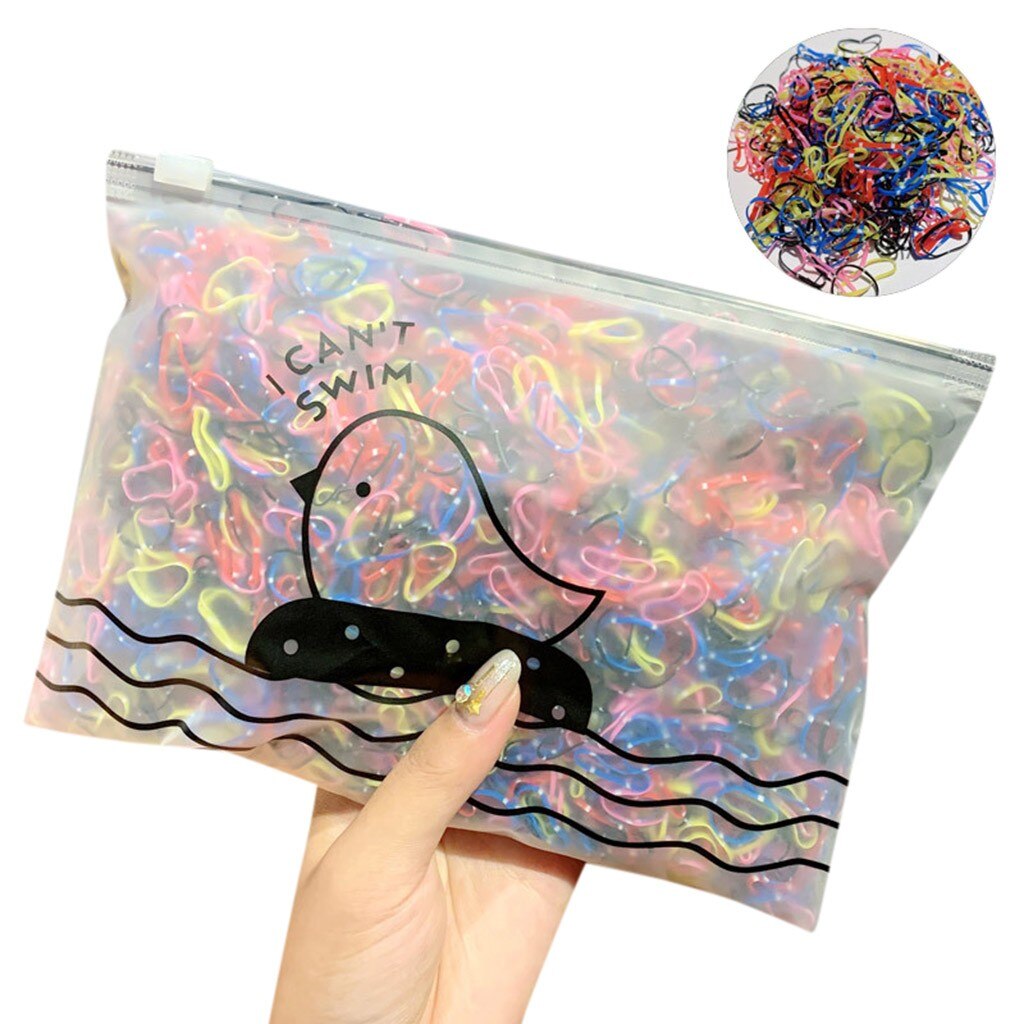1000 / Pack fille coloré jetable élastique élastique cheveux bande Silicone Bracelets activités petits fête #40