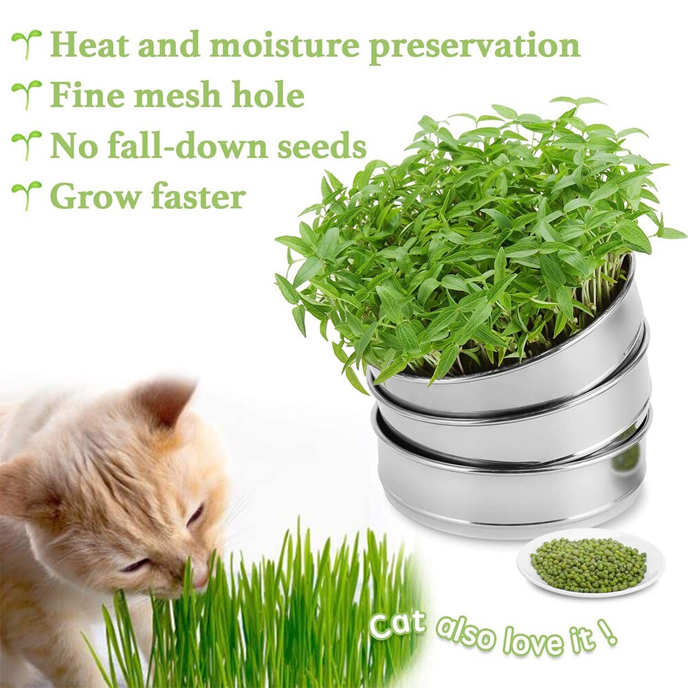 Seed Sprouting Kit Seed Sprouter Germination Cover Kit Stainless Steel Strainer Germinator Stackable Sprouter Kit Three Layers