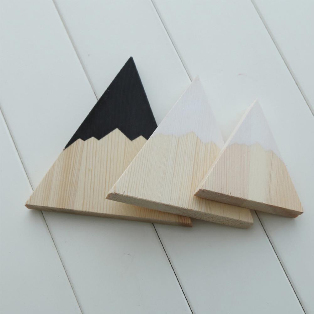 3Pcs/Set Wood Ornaments Snow Mountain Shape Photo Props Wood Hanging Wall Sign Kids Room Decor