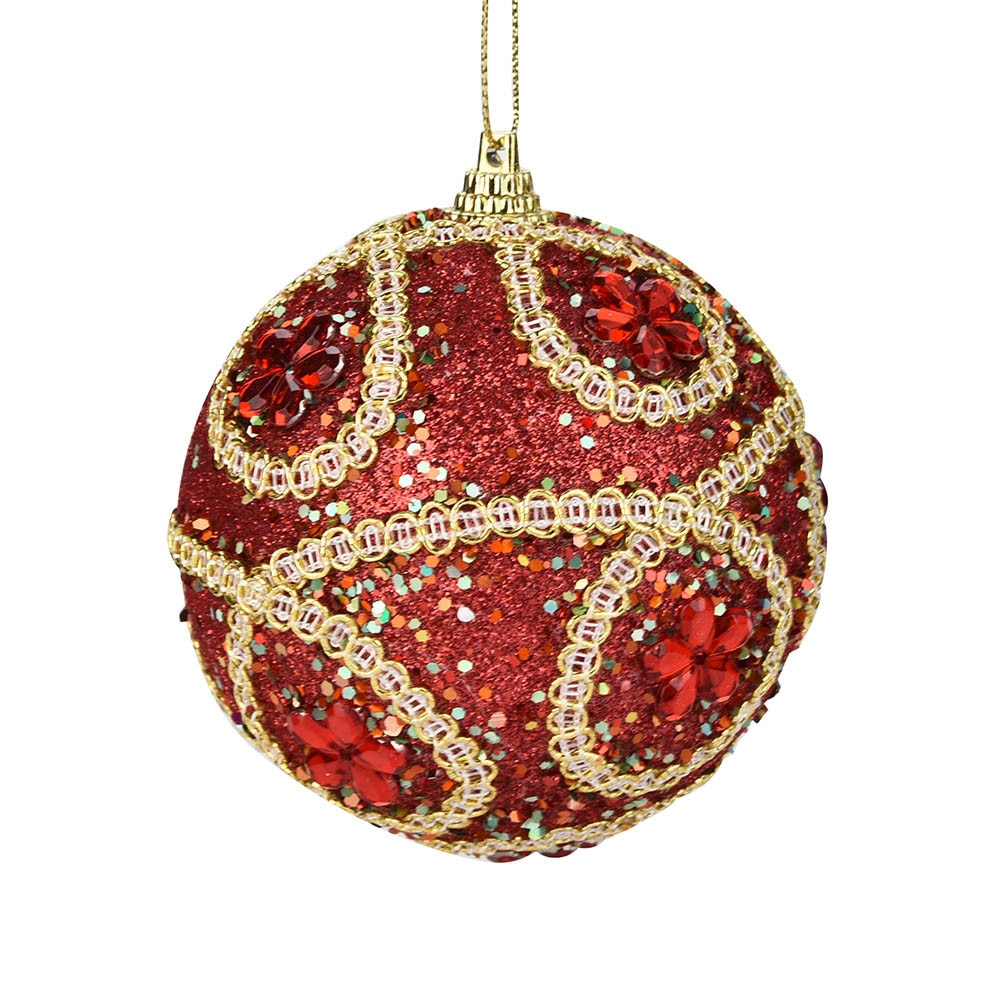1Pc 8Cm Rhinestone Glitter Kerstballen Ornament Opknoping Kerstballen Decoratie Voor Christmas Party Xmas Boom Decoratie