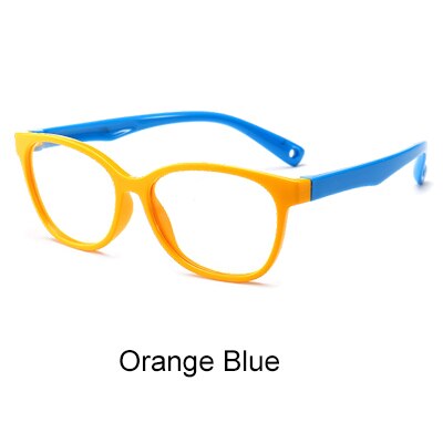 Ralferty kids ultralichte siliconen brilmontuur anti-blauwfilterbril computerbril  uv400 brillenmonturen kind  k007: Oranje blauw