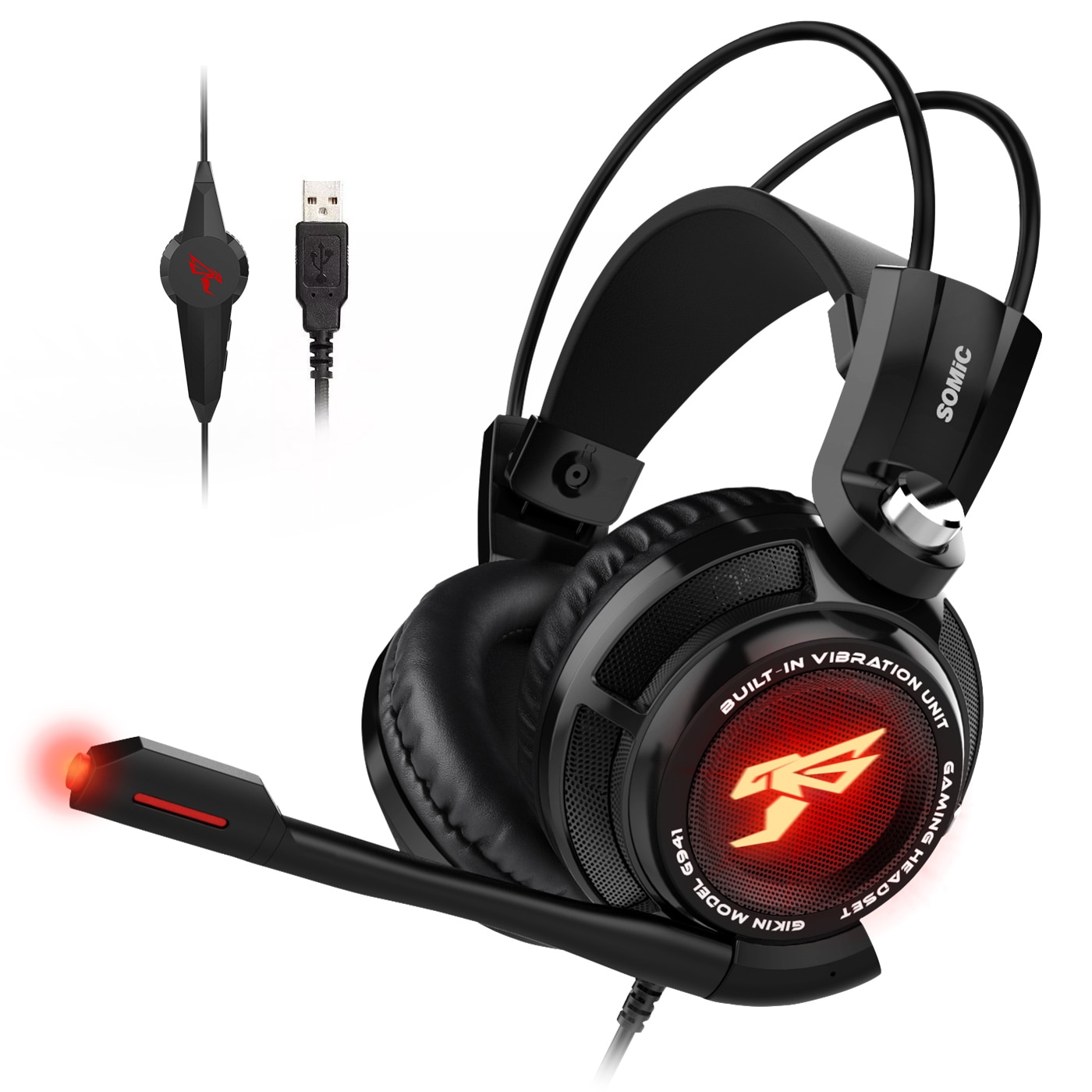 Somic G941 Gamer Earphones USB 7.1 Virtual Surround Sound Gaming Headset Headphones with Microphone Stereo Bass Vibration for PC