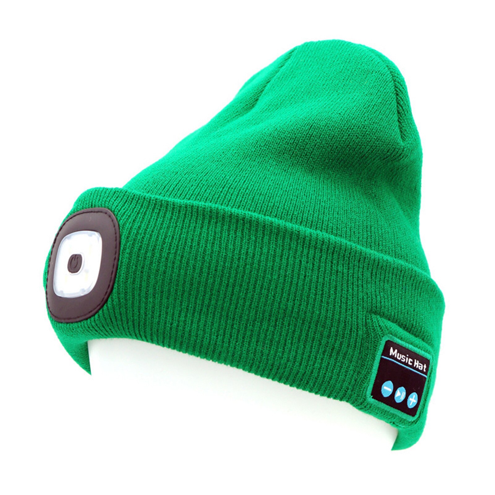 Bonnet tricoté avec lumière, écouteurs lumineux, Bluetooth, lumière Led, pour l&#39;extérieur, alpinisme, mains libres, musique: GN