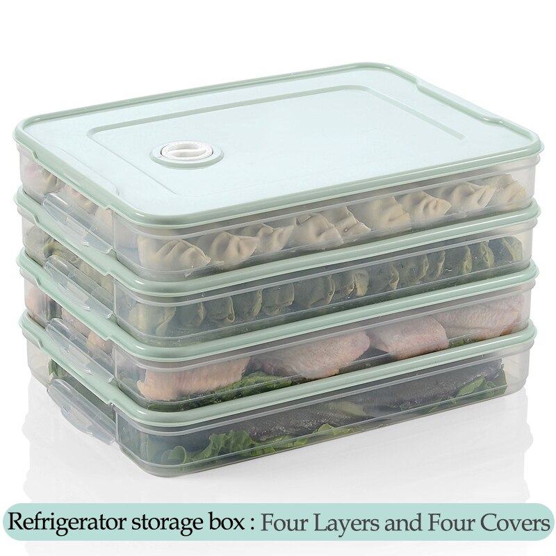 dumpling oppbevaringsboks plast kjøleskap frisk-holde 2-4 etterslep bærbar stabelbar dumpling container holder organizer