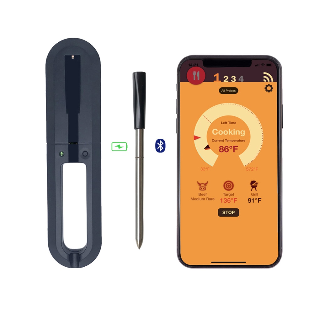 Draadloze Bluetooth Keuken Vlees Thermometer Smart App Controle Voedsel Koken Oven Vlees Grill Bbq Thermometer Keuken Tool