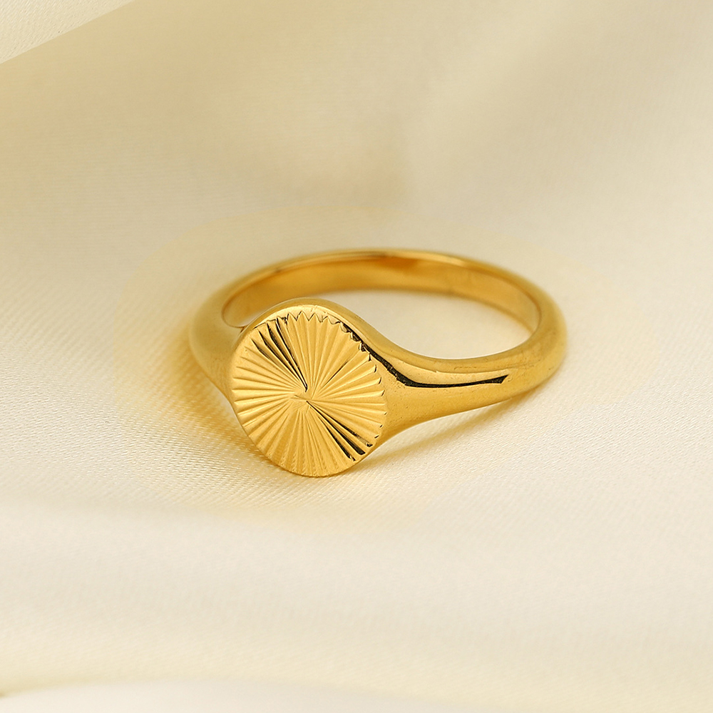Anillo de croissant de sol apilable INS para mujer, joyería de , , sello de Color dorado de 18 quilates, anillo de dedo de cúpula gruesa para mujeres y niñas