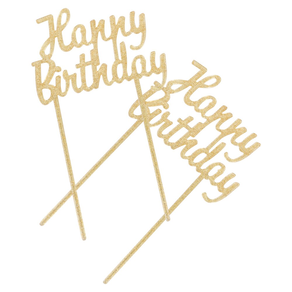 2pcs Acrylic Birthday Cake Topper Cake Decorations: Golden