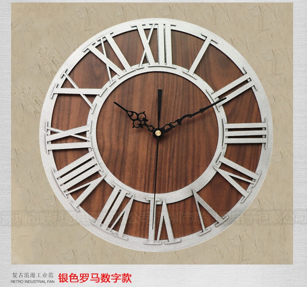 Roman Digital Wall Clock Simulation Wooden Wall Clock Roman Number Craft Wall Clock Acrylic Wall Clock (Black Shipment without B: Silver