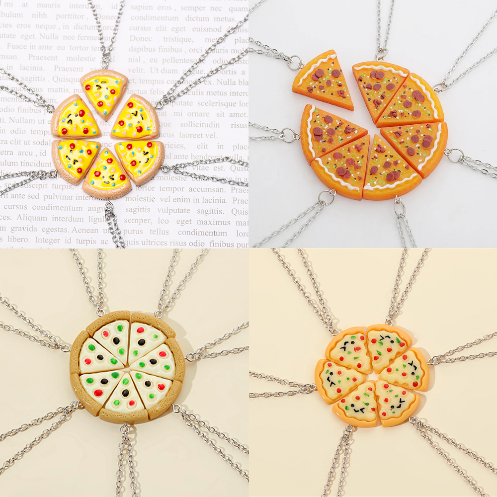 Mini Pizza BFF collier pour enfants dessin animé mignon 3D Pizza pendentif amitié collier breloques bijoux à bricoler soi-même accessoires