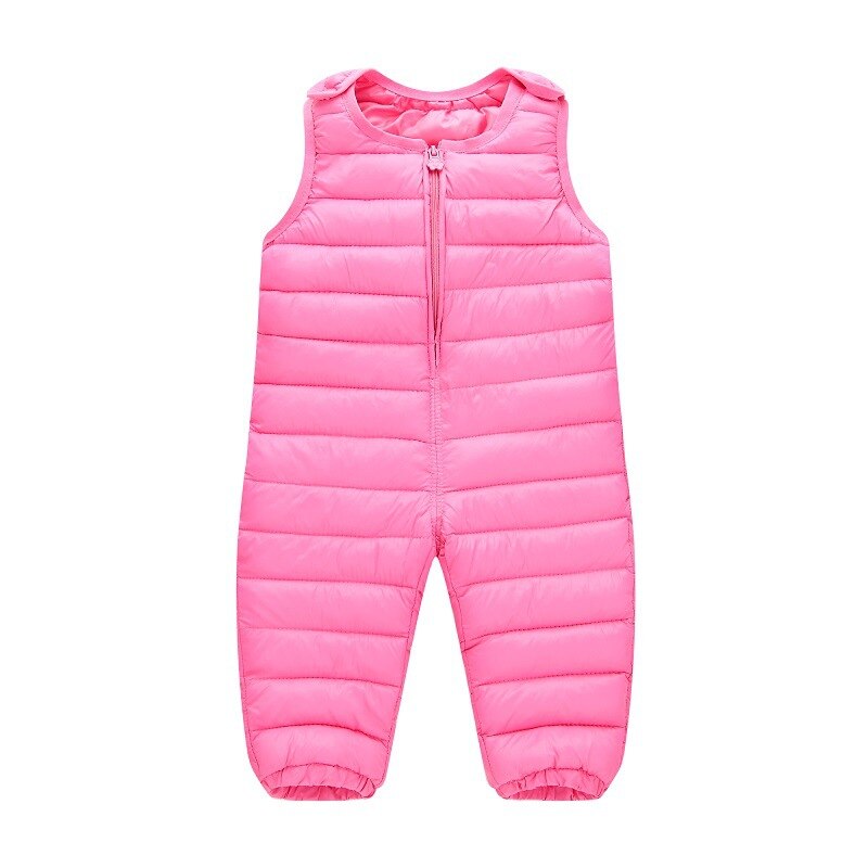 CITRUS Children Braces Pants Down Trousers Baby Boy Girl Cotton Thickening Winter Warm Down Trousers Braces Pants: Pink / 12-18M