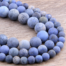 Matte Natuurlijke Blauw-ader steen Frosted Kralen spacer Ronde Losse blauwe sodaliet Kralen 6 8 10 12 MM voor sieraden Maken DIY Armbanden