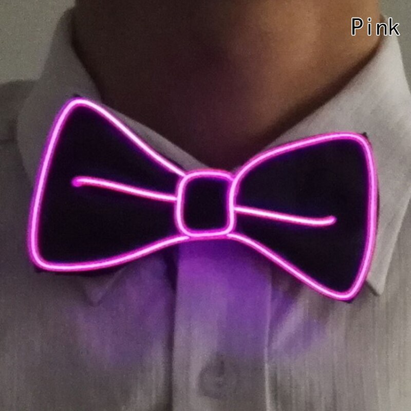 Men LED Wire Flashing Light Up Bow Tie Luminous Bow Tie Necktie For Men Club Wedding Dance Party Christmas Year: Pink